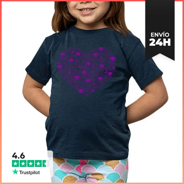 Camiseta Clásica Para Niños Murciélago Gótico Kawaii Corazón