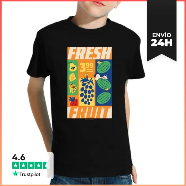 Camiseta Clásica Para Niños Snoopy Fresh Fruit LaTostadora