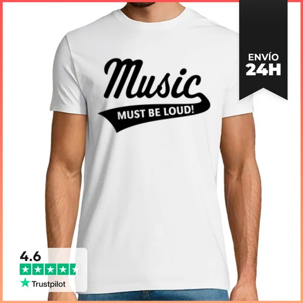 Camiseta Hombre Clásica La Música Debe Ser Alta - Negra
