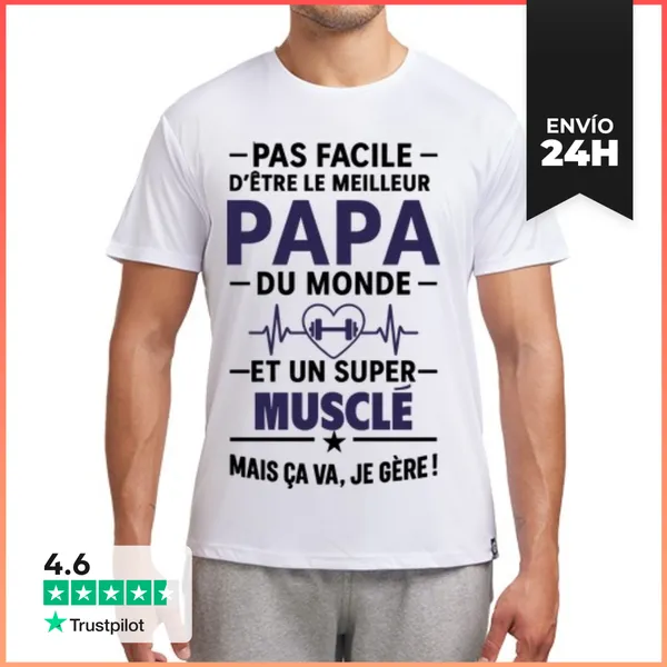 Camiseta Deportiva Hombre Papá Musculoso Musculación Deporte