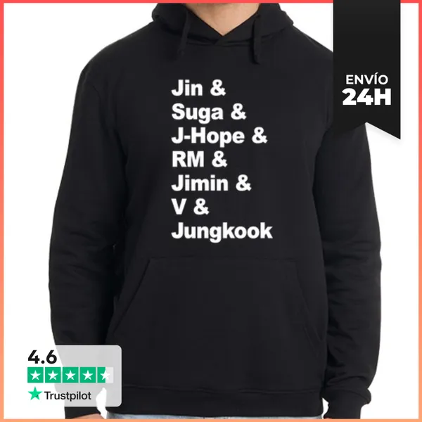 Sudadera Unisex Con Capucha BTS Nombres LaTostadora