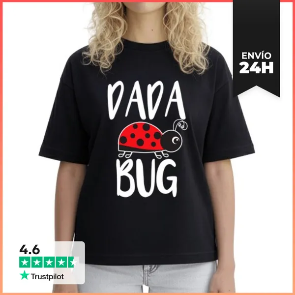 Camiseta Mujer Boxy Mensaje Dado Bicho Divertido Mariquita Papá