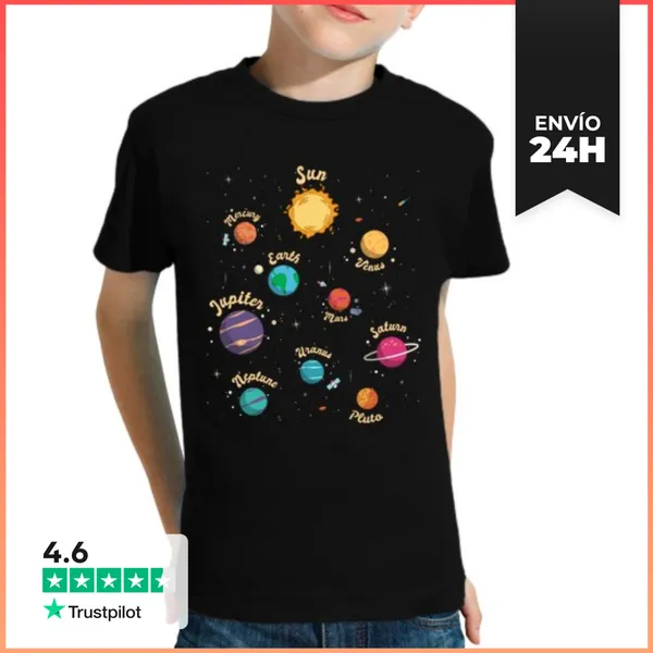 Camiseta Clásica Para Niños Sistema Solar Planetas Niños