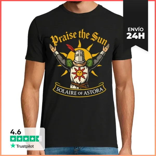 Camiseta Hombre Clásica Praise The Sun Solaire Of Astora
