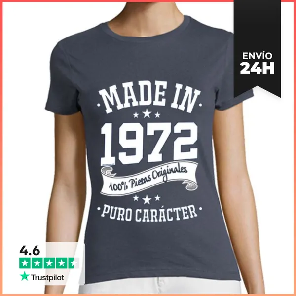 Camiseta Mujer Clásica Made In 1972 LaTostadora