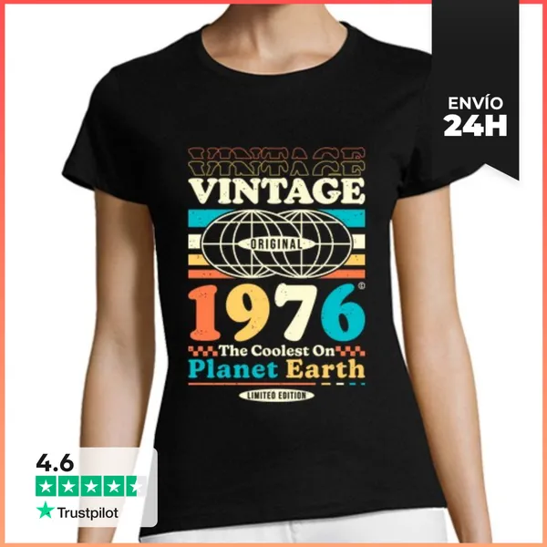 Camiseta Mujer Clásica Vintage 1976 Coolest LaTostadora