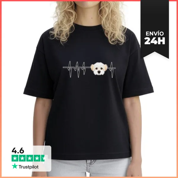 Camiseta Mujer Boxy Latido Del Corazón Del Perro I Gracioso