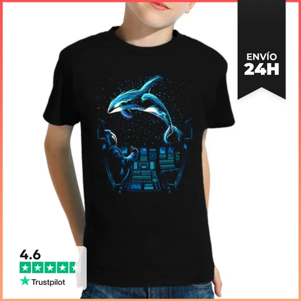 Camiseta Clásica Para Niños Niño, Manga Corta, Negra LaTostadora