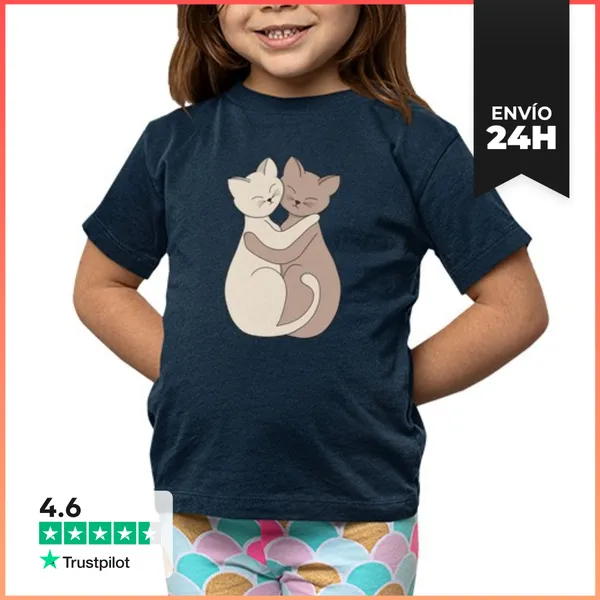 Camiseta Clásica Para Niños Ilustración De Amistad De Gatos