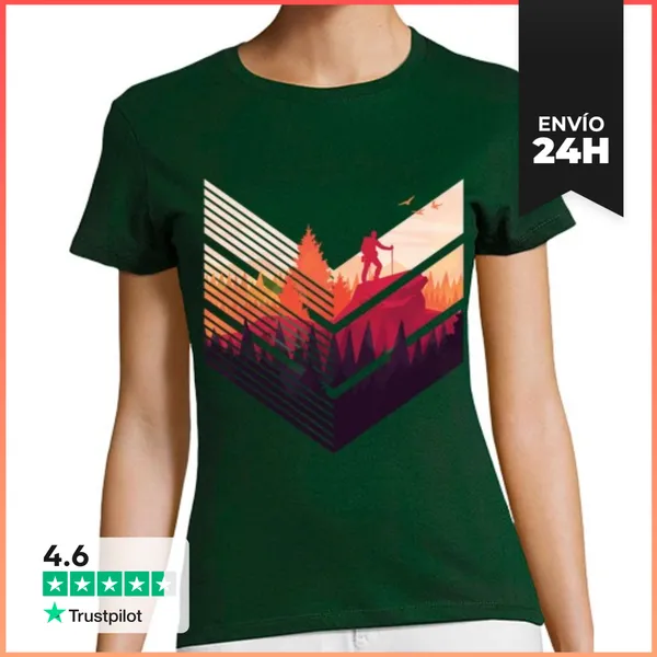 Camiseta Mujer Clásica Senderismo En Montaña, Trekking Hombre,