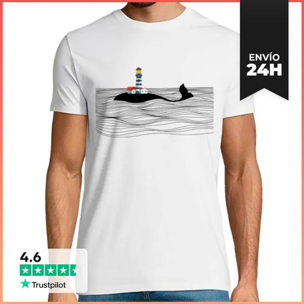 Camiseta Hombre Clásica Faro Ballena LaTostadora