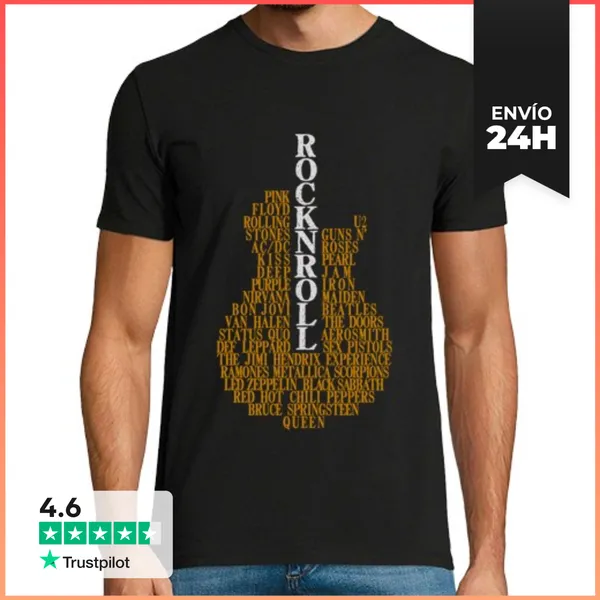 Camiseta Hombre Clásica Guitarra Rock N' Roll LaTostadora