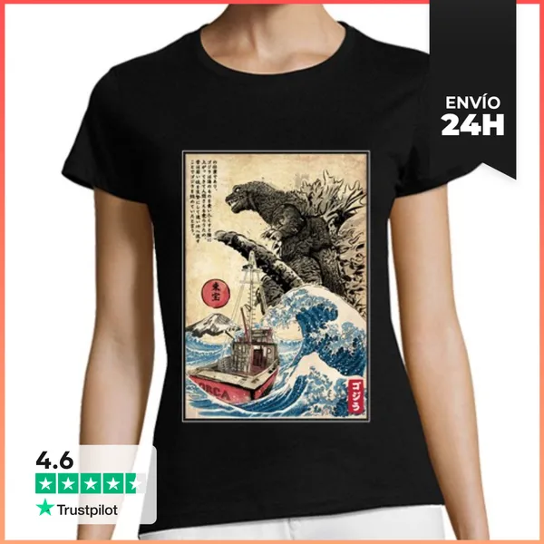 Camiseta Mujer Clásica Orca In Japan Woodblock LaTostadora