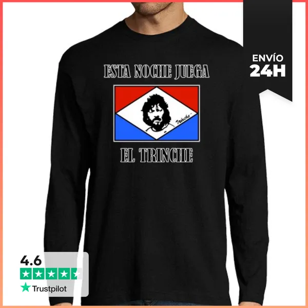 Camiseta Hombre Manga Larga Esta Noche Juega El Trinche Carlovich