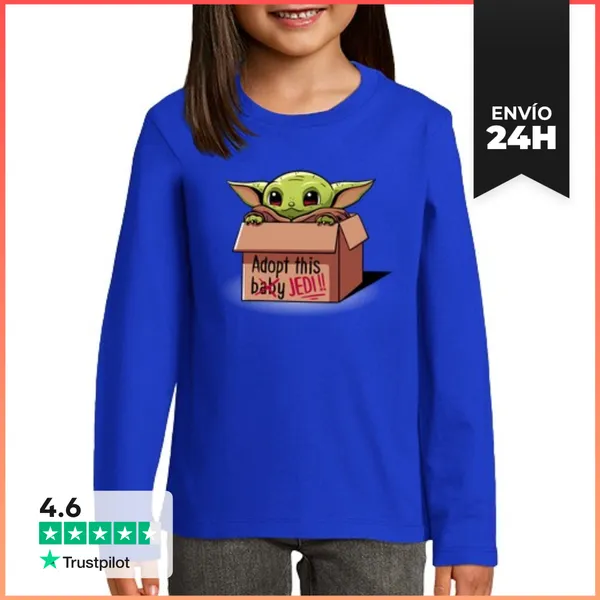 Camiseta Manga Larga Para Niños Adopta Un Jedi LaTostadora