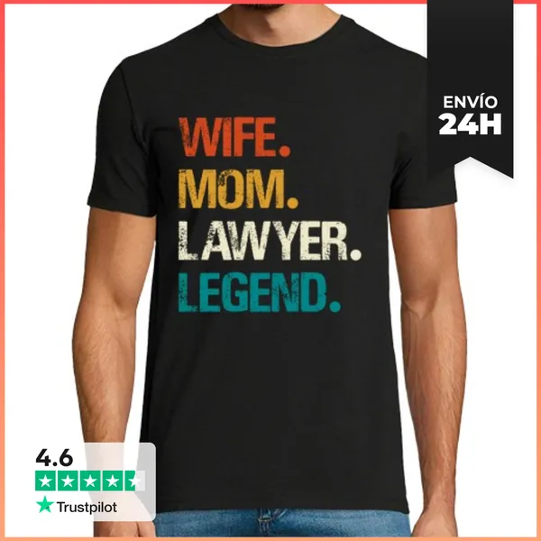 Camiseta Hombre Clásica Esposa Mamá Abogada Leyenda Cita Retro