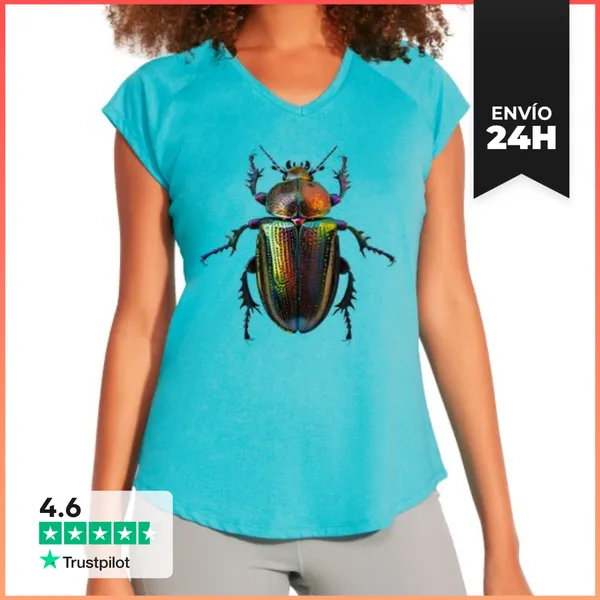 Camiseta Deportiva Mujer Escarabajo Brillante LaTostadora
