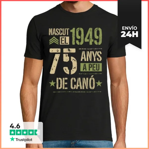 Camiseta Hombre Clásica Nascut El 1949 75 Anys A Peu De Canó