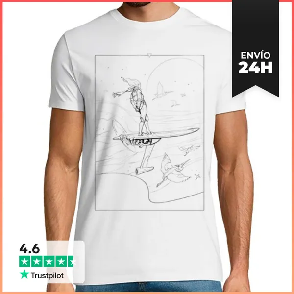 Camiseta Hombre Clásica Camiseta De Hombre, Blanca - Sky Rider