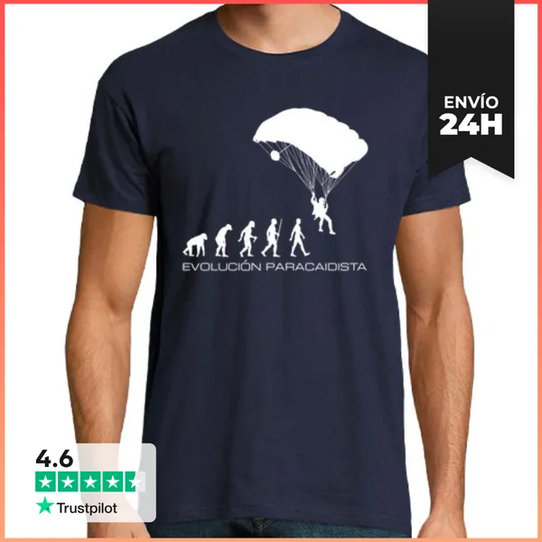 Camiseta Hombre Clásica Camiseta Evolución Paracaidista Mod.2
