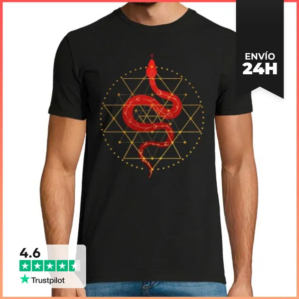 Camiseta Hombre Clásica Sri Yantra Serpiente Energía Cósmica Sa