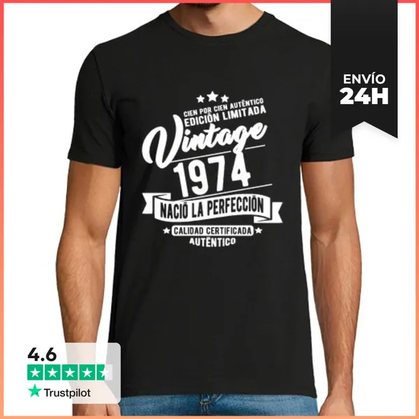 Camiseta Hombre Clásica 1974 Nació La Perfección LaTostadora