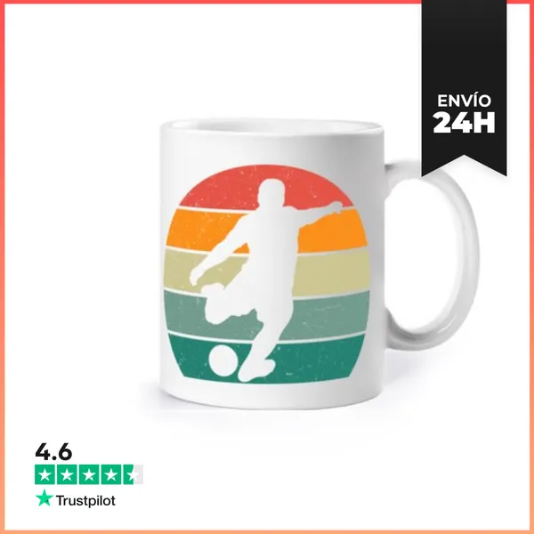 Taza FUTBOLISTA SILUETA PUESTA DE SOL RETRO LaTostadora