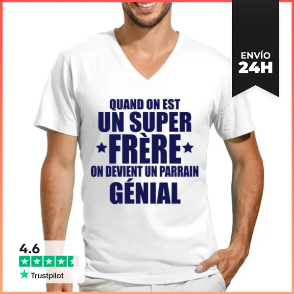 Camiseta Hombre, Cuello Pico Nos Convertimos En Un Gran Padrino
