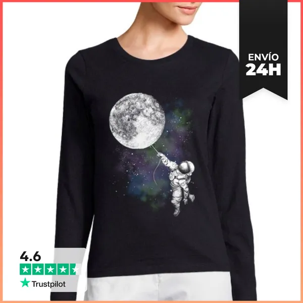 Camiseta Mujer Manga Larga Moon Balloon LaTostadora
