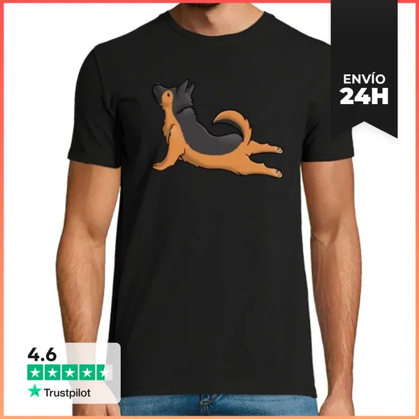 Camiseta Hombre Clásica Pastor Alemán Yoga LaTostadora