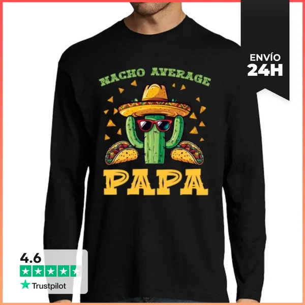 Camiseta Hombre Manga Larga Papá Taco Cactus Divertido No Es Un