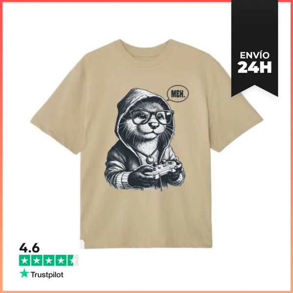 Camiseta Oversize MEH NUTRIA JUGANDO A LA CONSOLA LaTostadora