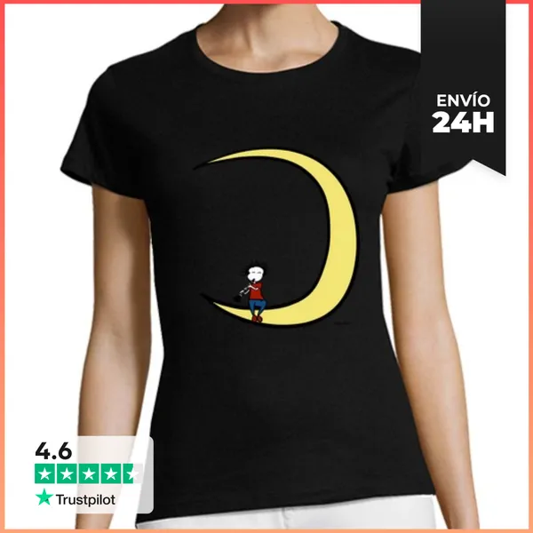 Camiseta Mujer Clásica Moon And Clarinet LaTostadora