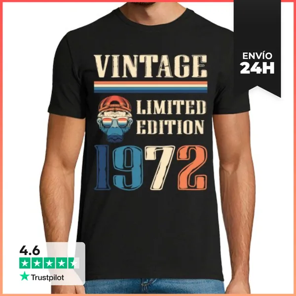 Camiseta Hombre Clásica Camiseta Vintage 1972 - Edición Limitada