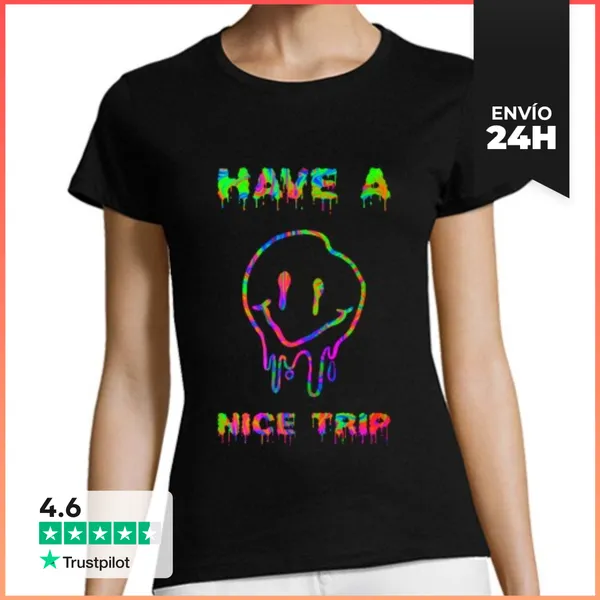 Camiseta Mujer Clásica Que Tengas Un Buen Viaje Techno Raver