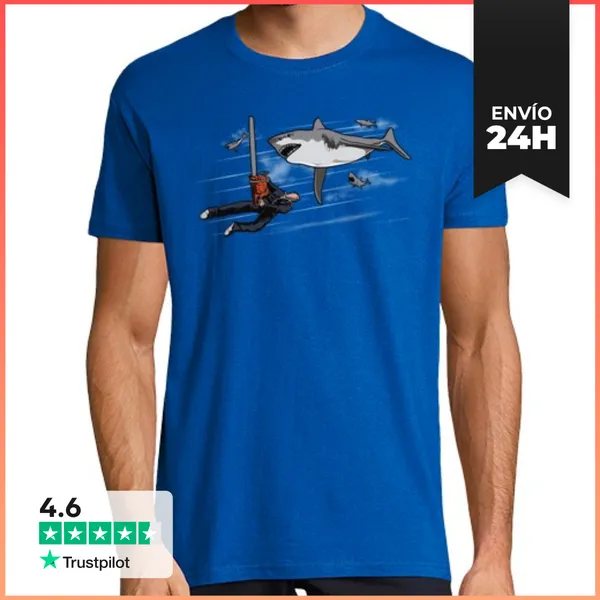 Camiseta Hombre Clásica Epic Shark Battle LaTostadora