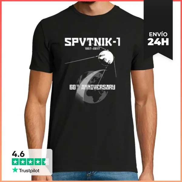 Camiseta Hombre Clásica Sputnik 60th Anniversary Artificial Eart