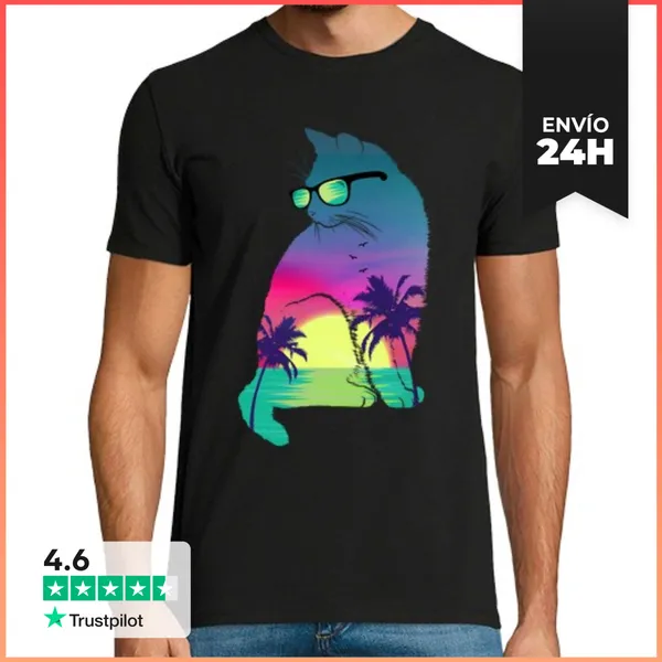 Camiseta Hombre Clásica Gatito De Verano LaTostadora