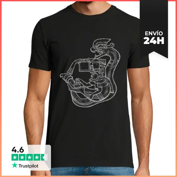 Camiseta Hombre Clásica Quetzalcoatl Serpiente Emplumada Olmeca