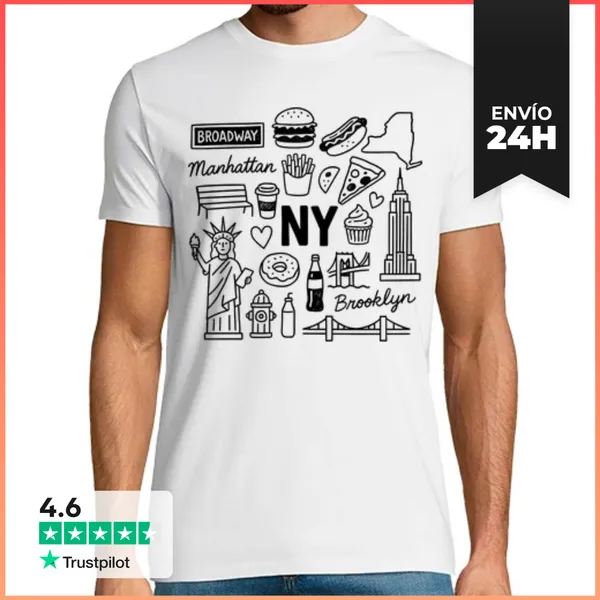 Camiseta Hombre Clásica NY NEW YORK BROADWAY MANHATTAN