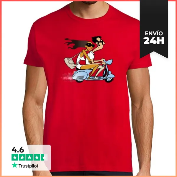 Camiseta Hombre Clásica Pareja Moto LaTostadora