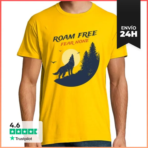 Camiseta Hombre Clásica Rugir Libre Miedo Ninguno LaTostadora