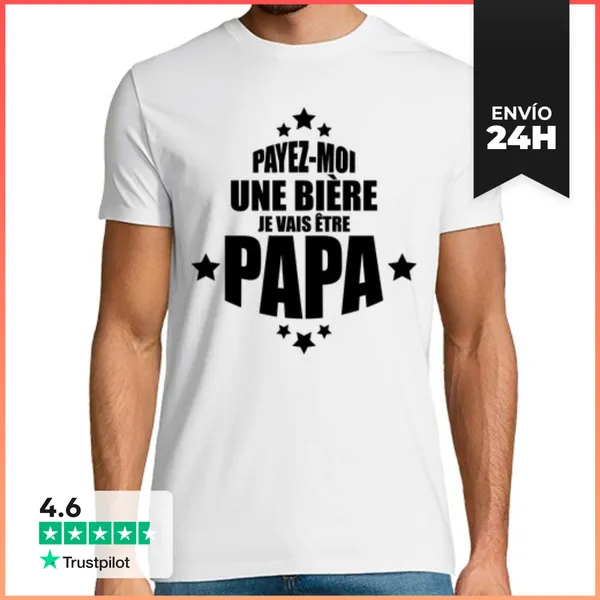 Camiseta Hombre Clásica Pagame Una Cerveza Seré Un Papa
