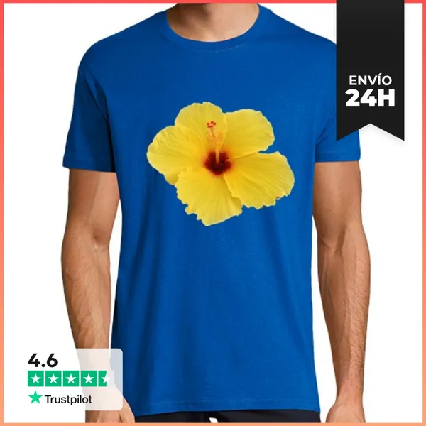 Camiseta Hombre Clásica Hibisco Amarillo LaTostadora