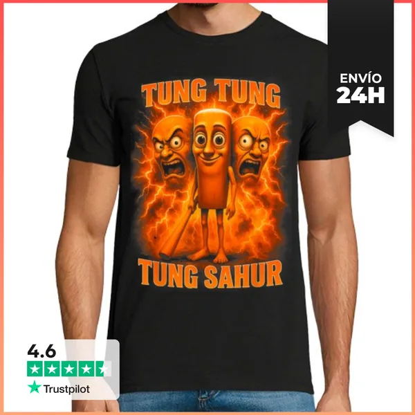 Camiseta Hombre Clásica Tung Tung Tung Sahur Brainrot Italiano