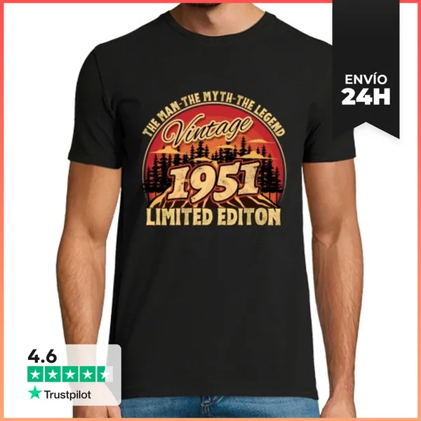 Camiseta Hombre Clásica Vintage 1951 Edición Limitada El Hombre