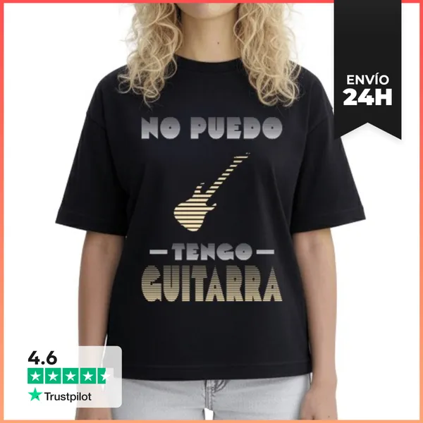 Camiseta Mujer Boxy No Puedo Tengo Guitarra Camiseta Oversize