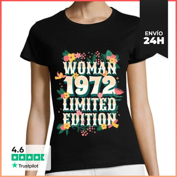Camiseta Mujer Clásica Aniversario 1972 Mujer 50 Años Cumpleaños