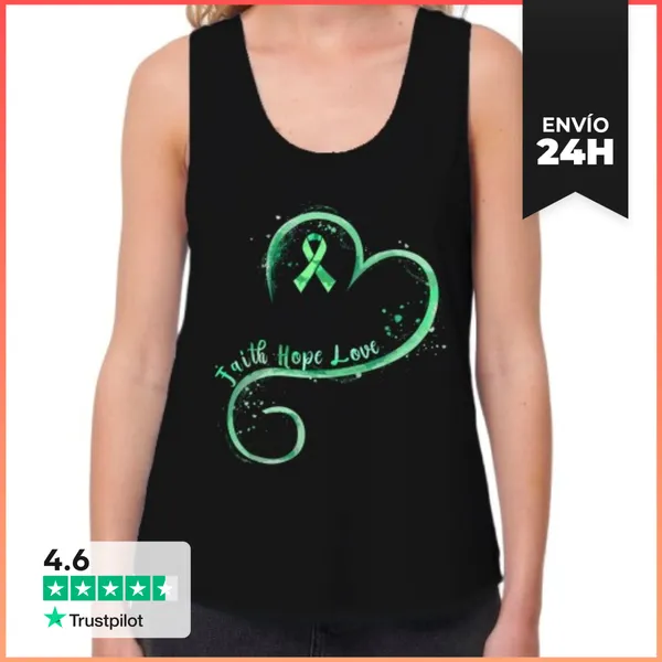 Camiseta Mujer Sin Mangas, Loose Fit Fe Esperanza Amor Cinta