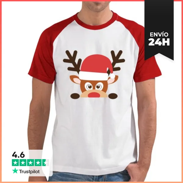 Camiseta Hombre, Estilo Béisbol Navidad Camiseta Hombre, Estilo